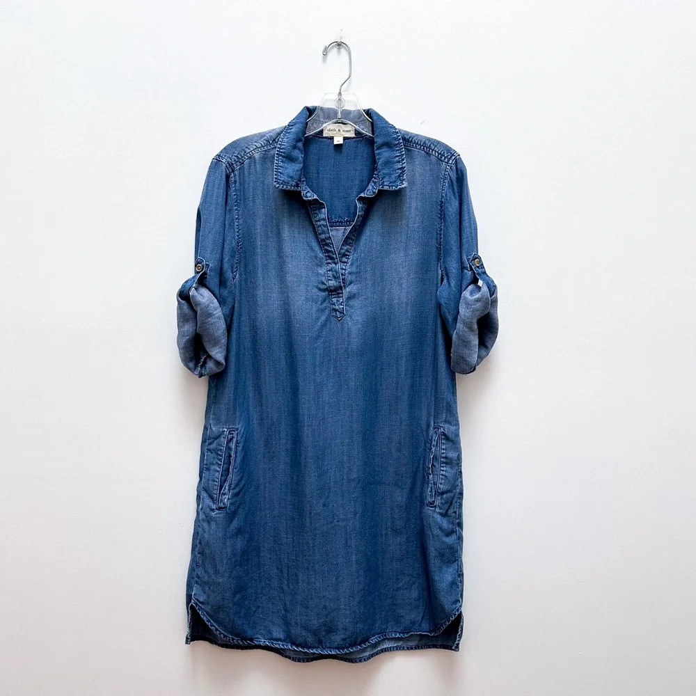 Anthropologie Cloth & Stone Tencel Chambray Dress - Picture 2 of 9
